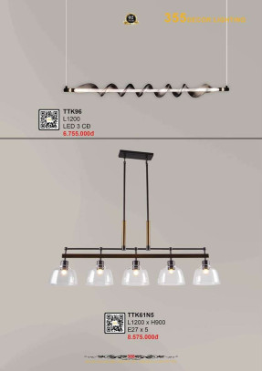 Đèn thả thiết kế 355 Decor TTK96, TTK61N5