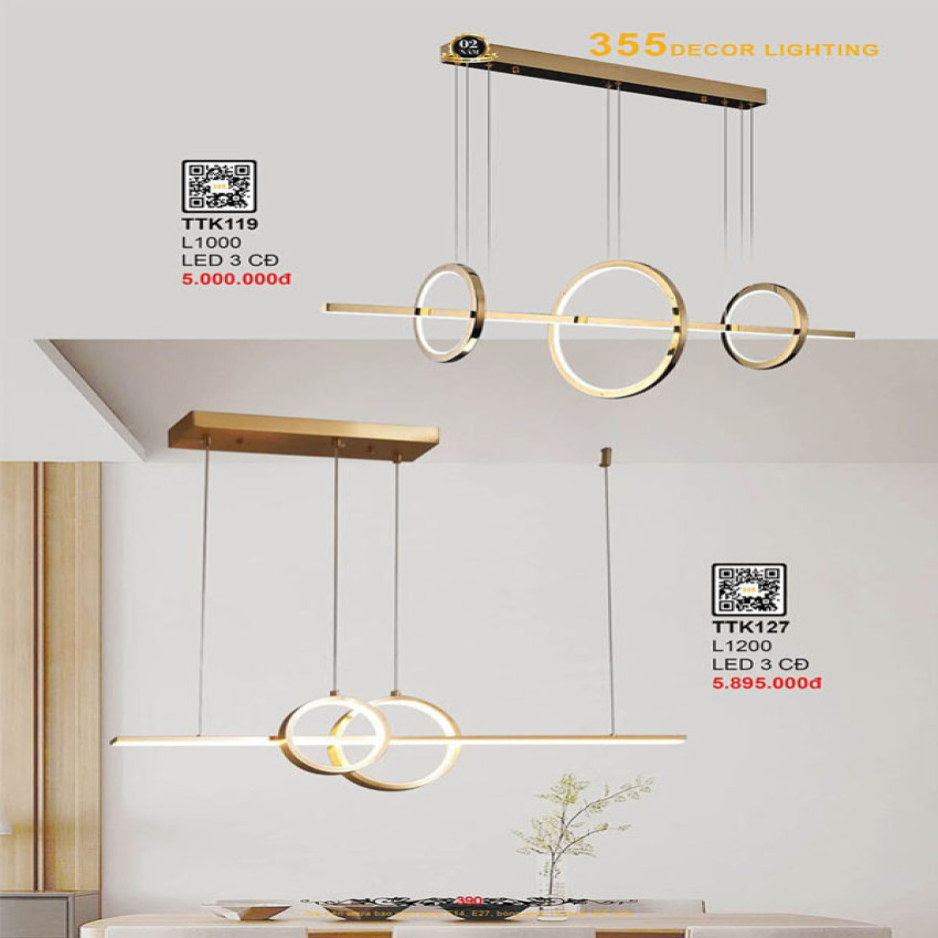 Đèn thả thiết kế 355 Decor TTK119, TTK127