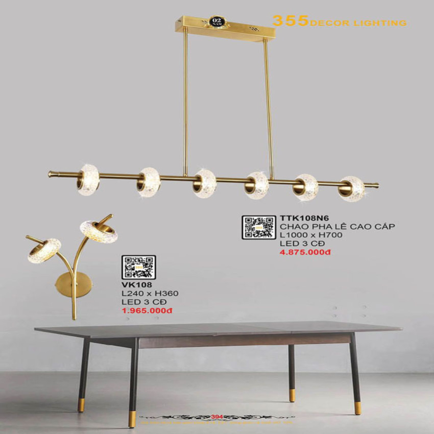 Đèn thả thiết kế 355 Decor TTK108N6