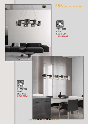 Đèn thả thiết kế 355 Decor TTK130N5, TTK130T9