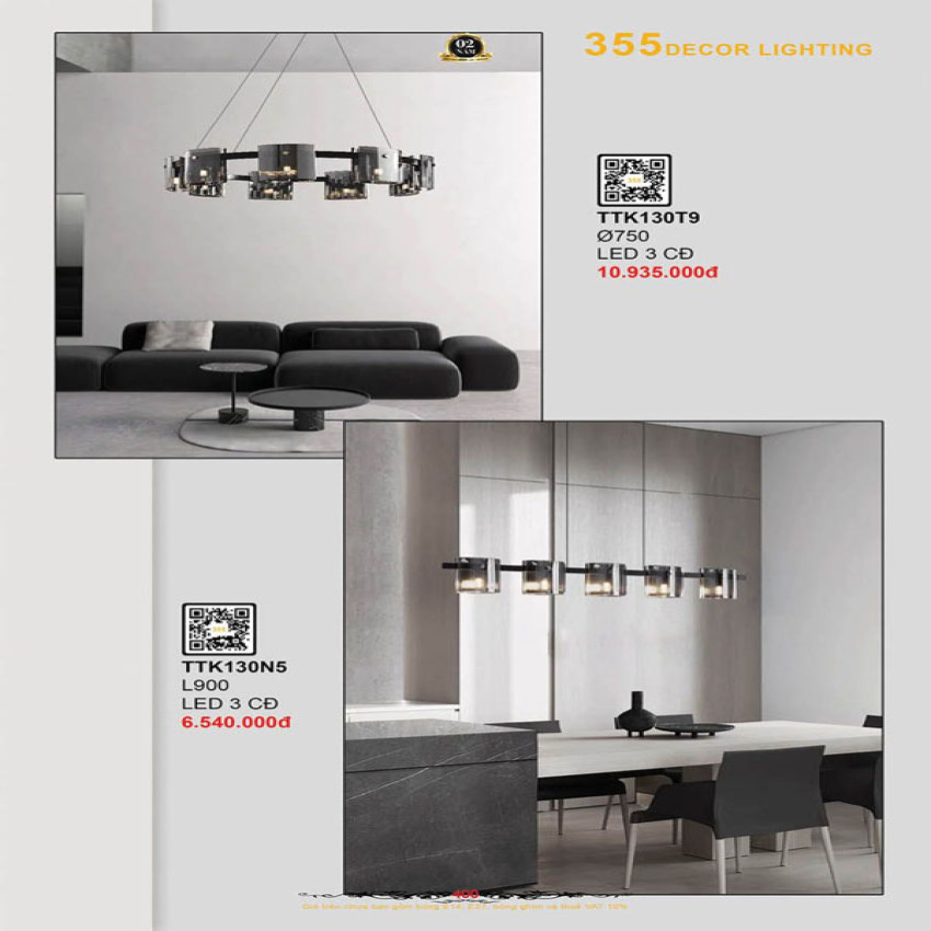 Đèn thả thiết kế 355 Decor TTK130N5, TTK130T9