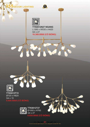 Đèn thả thiết kế 355 Decor TTK8012T15, TTK8012T27, TTK8012N27
