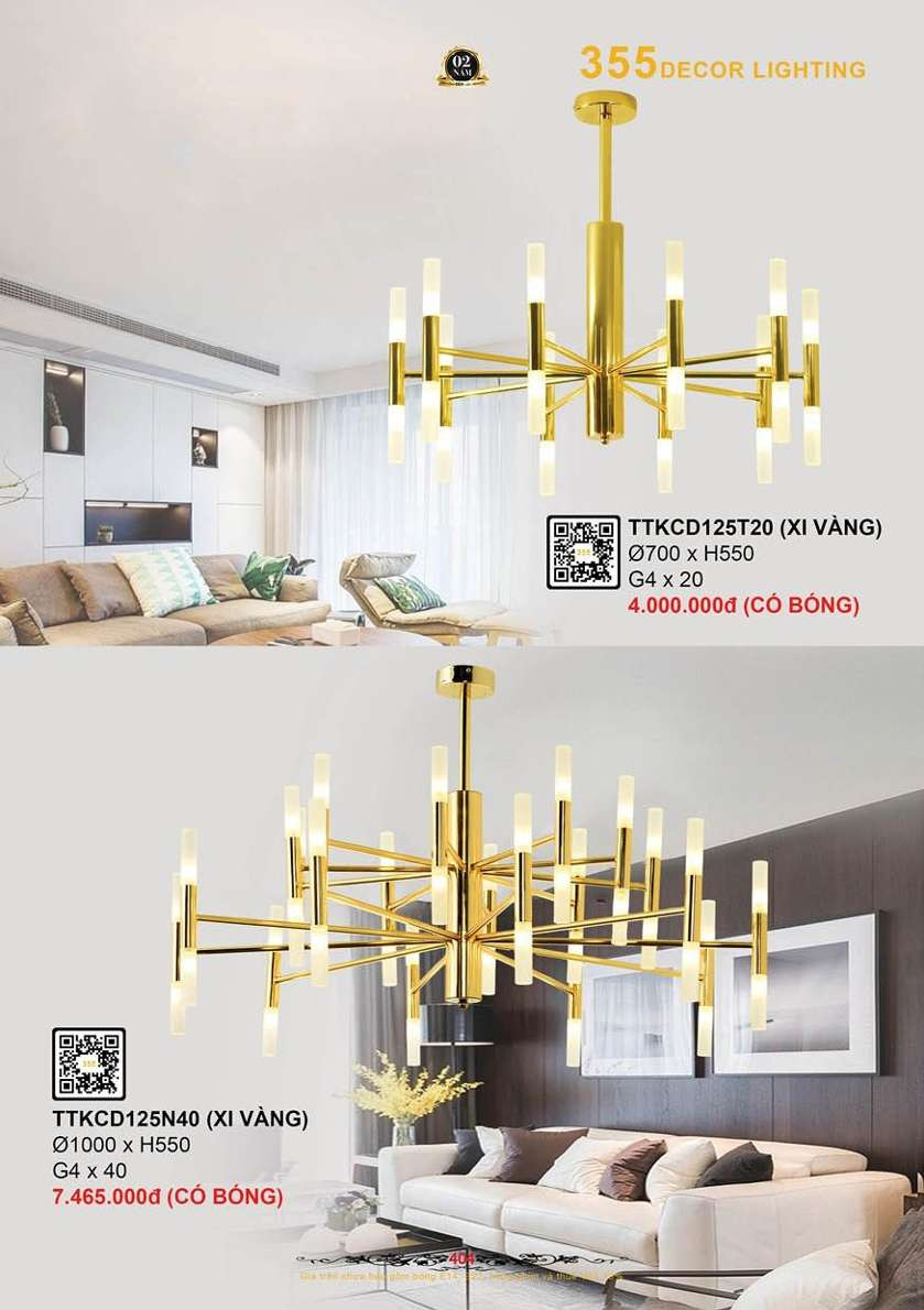 Đèn thả thiết kế 355 Decor TTKCD125T20, TTKCD125N40