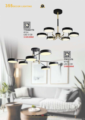 Đèn thả thiết kế 355 Decor TTK9001T6, TTK113T6