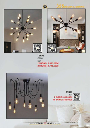 Đèn thả thiết kế 355 Decor TTK07, TTK09