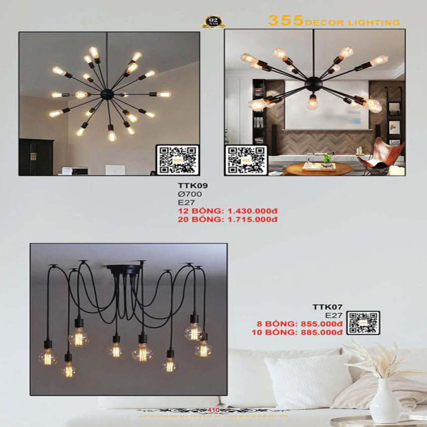 Đèn thả thiết kế 355 Decor TTK07, TTK09