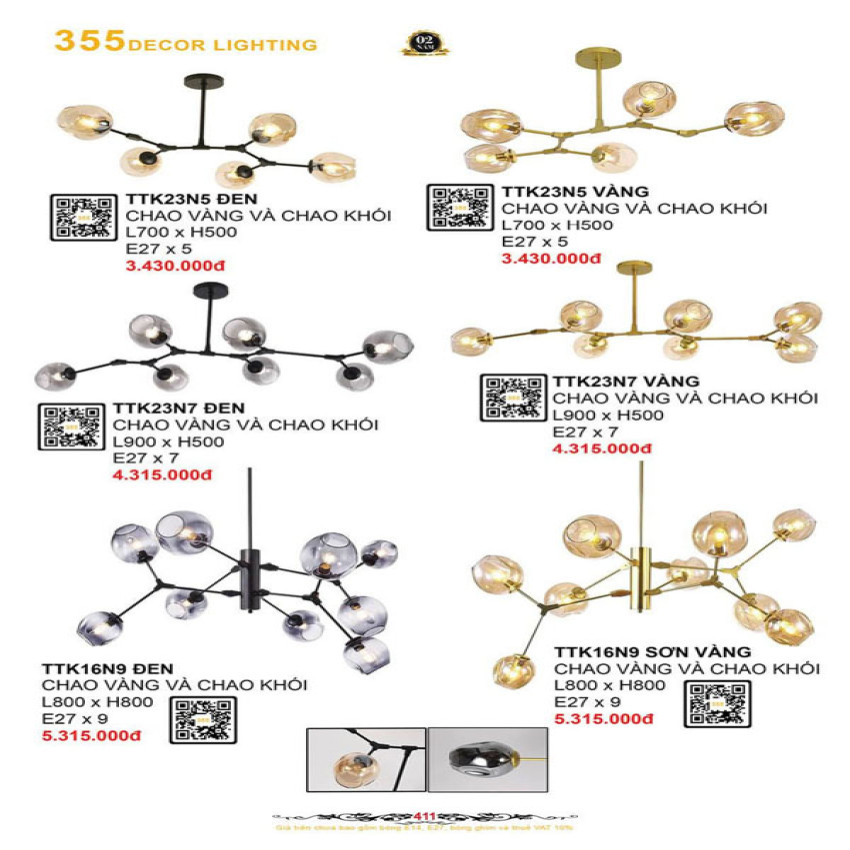 Đèn thả thiết kế 355 Decor TTK23N5 ĐEN, TTK23N5 VÀNG, TTK23N7 ĐEN, TTK23N7 VÀNG, TTK16N9 ĐEN, TTK16N9 SƠN VÀNG