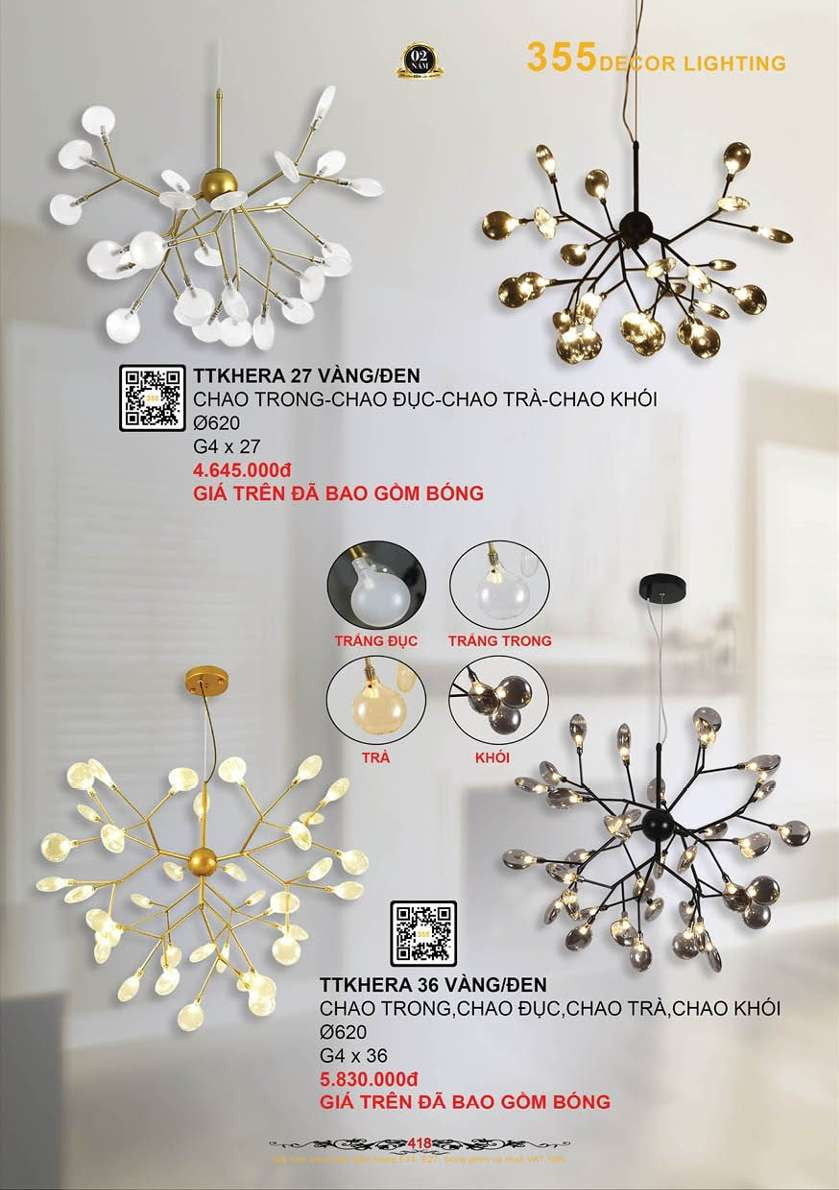 Đèn thả hera 355 Decor TTKHERA 27, TTKHERA 36