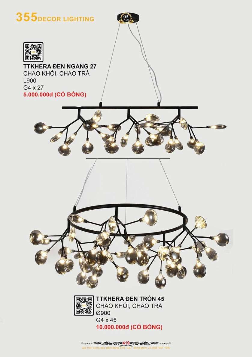 Đèn thả hera 355 Decor TTKHERA ĐEN NGANG 27, TTKHERA ĐEN TRÒN 45