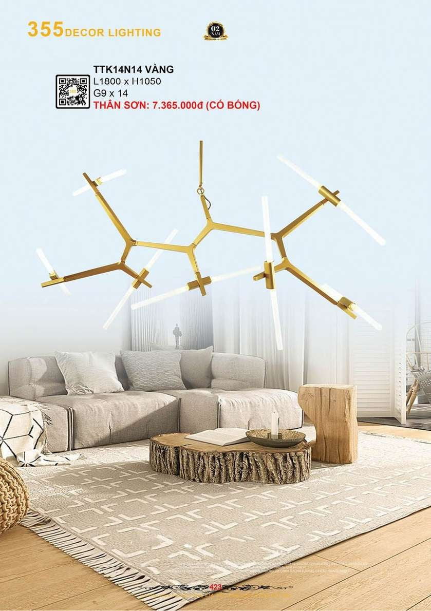 Đèn thả thiết kế 355 Decor TTK14N14 VÀNG