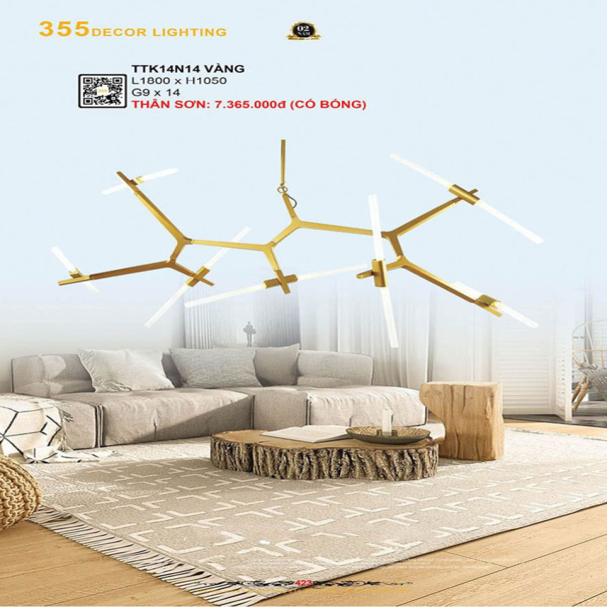 Đèn thả thiết kế 355 Decor TTK14N14 VÀNG