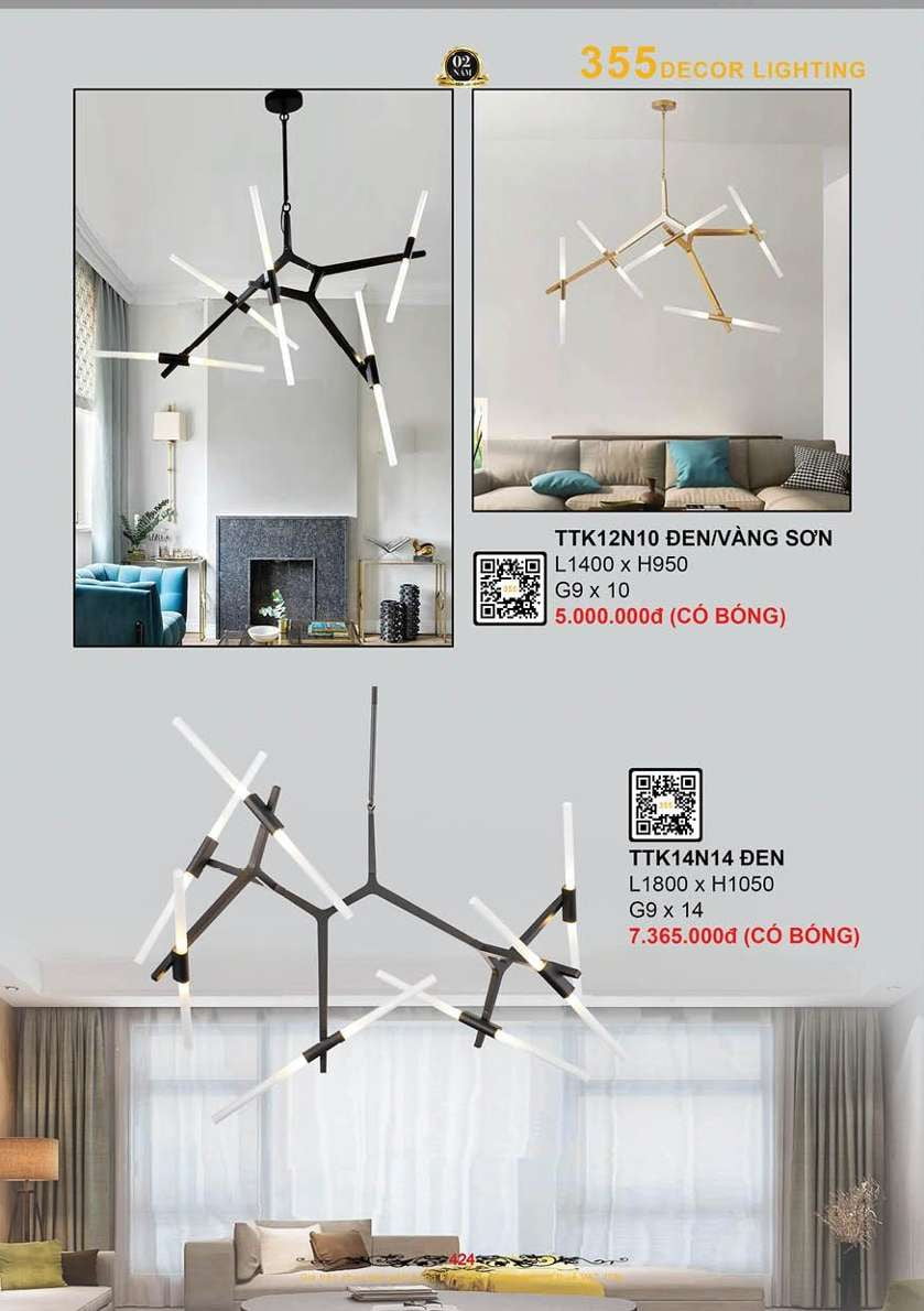 Đèn thả thiết kế 355 Decor TTK12N10, TTK14N14