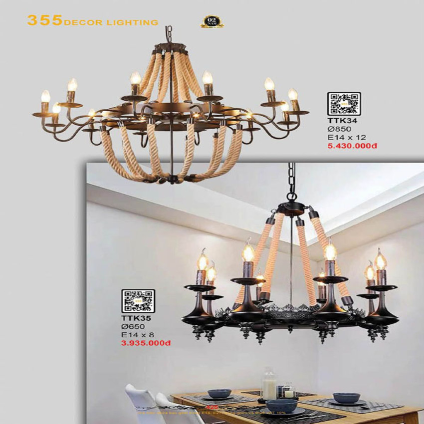 Đèn thả thiết kế 355 Decor TTK34, TTK35