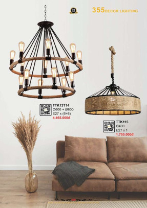 Đèn thả thiết kế 355 Decor TTK13T14, TTK115