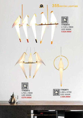 Đèn thả thiết kế 355 Decor TTK09T1, TTK09T3, TTK09T5
