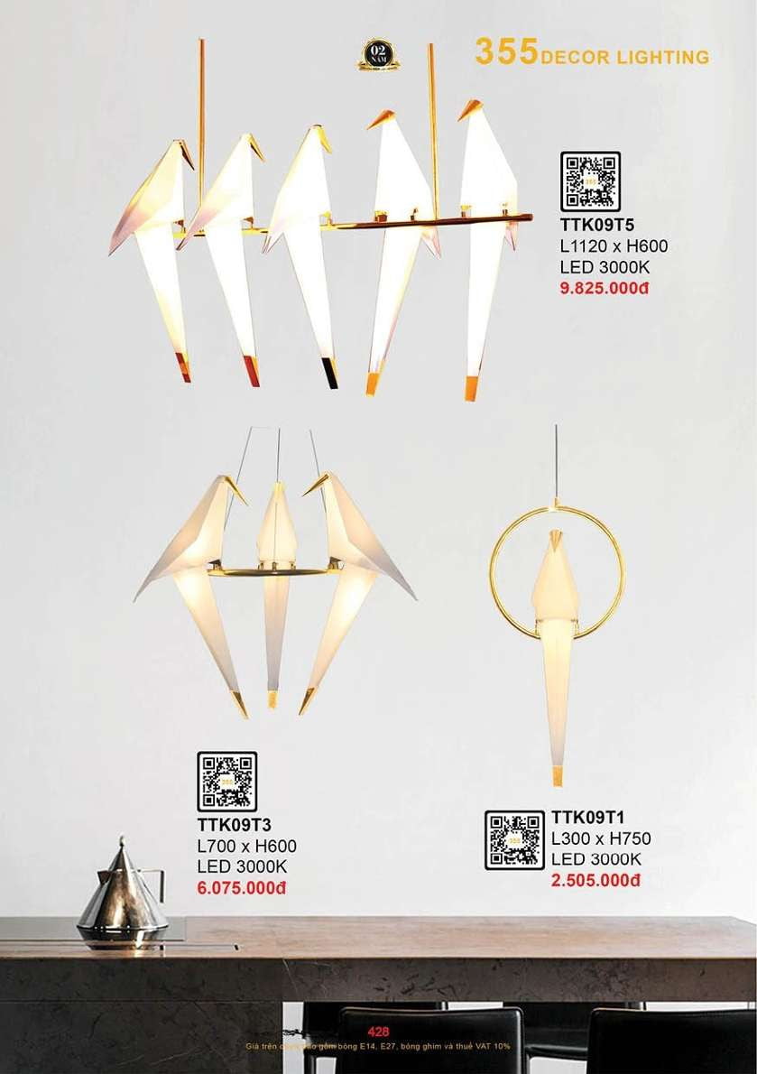 Đèn thả thiết kế 355 Decor TTK09T1, TTK09T3, TTK09T5