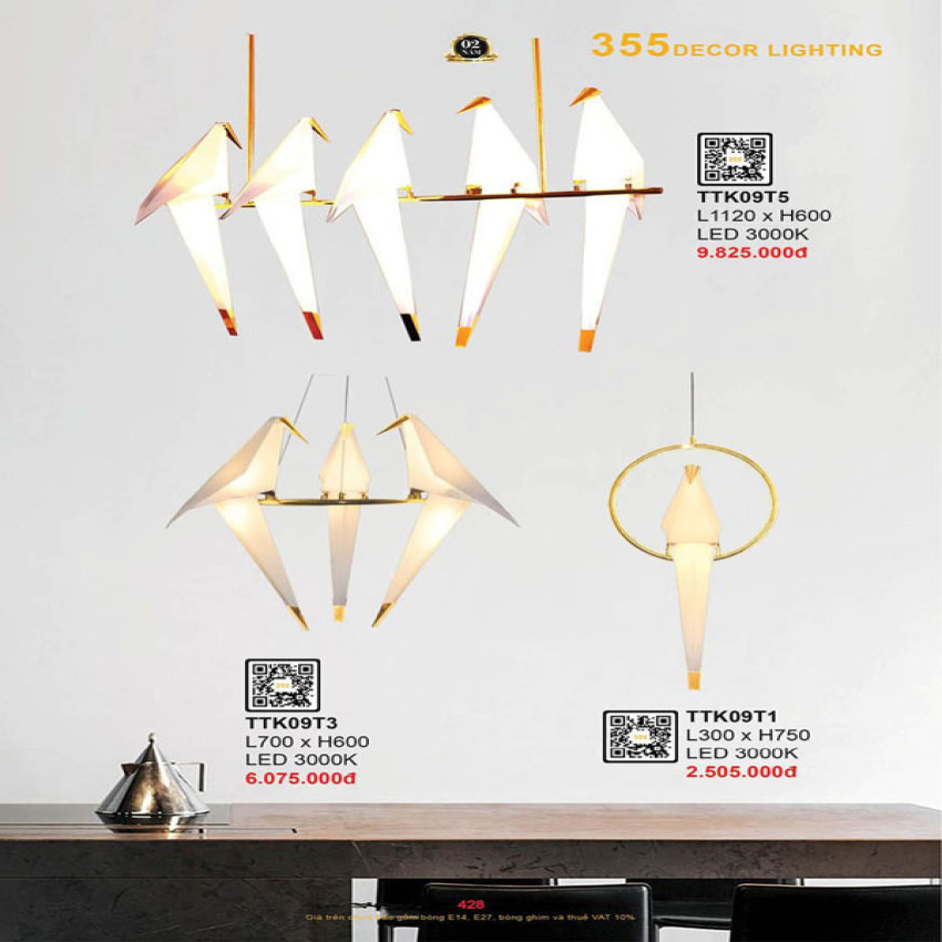 Đèn thả thiết kế 355 Decor TTK09T1, TTK09T3, TTK09T5