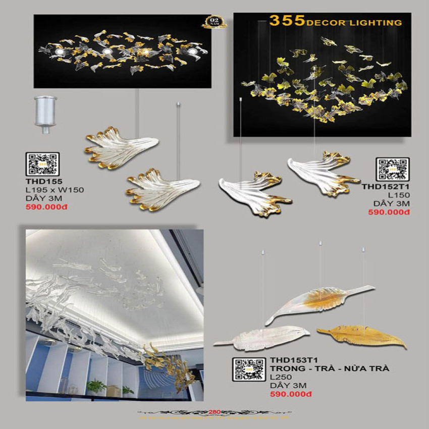 Đèn thả hiện đại 355 Decor THD155, THD152T1, THD153T1