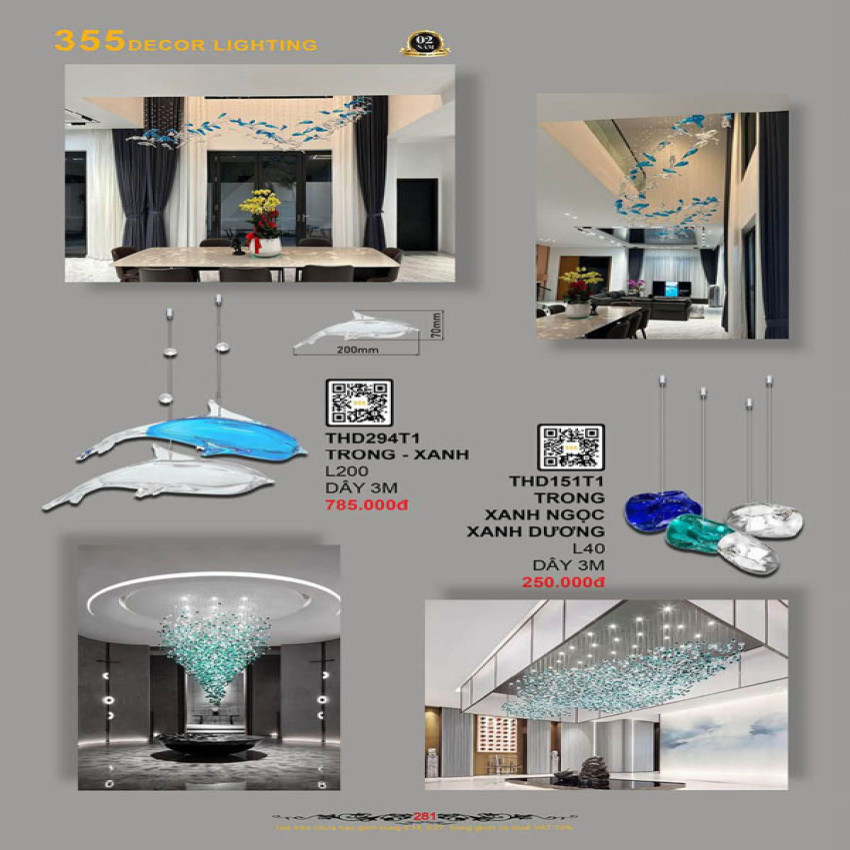 Đèn thả hiện đại 355 Decor THD294T1, THD151T1