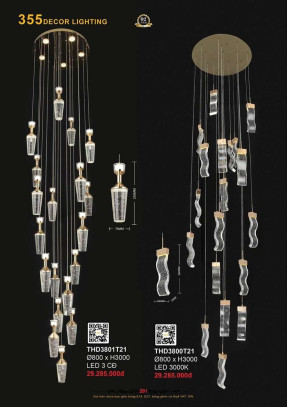 Đèn thả hiện đại 355 Decor THD3800T21, THD3801T21