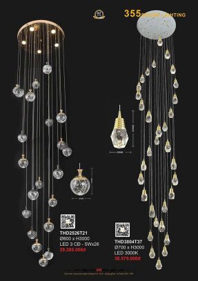 Đèn thả hiện đại 355 Decor THD2526T21, THD3804T37