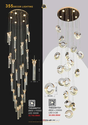 Đèn thả hiện đại 355 Decor THD2351T21, THD2092T31