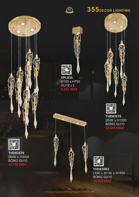 Đèn thả hiện đại 355 Decor THD835N3, THD835T5, THD835T5