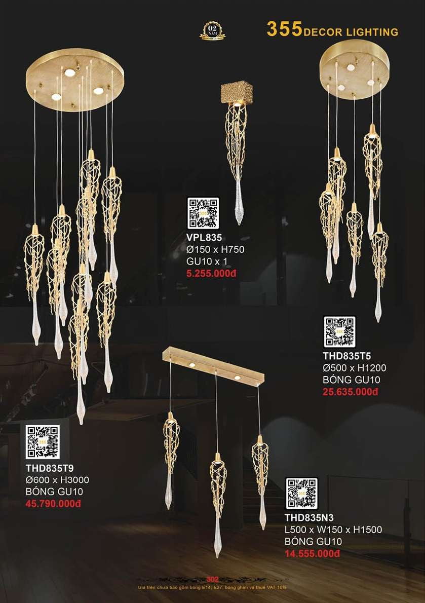 Đèn thả hiện đại 355 Decor THD835N3, THD835T5, THD835T5