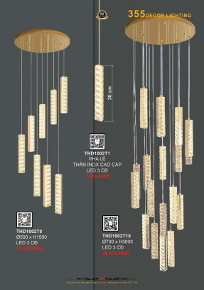 Đèn thả hiện đại 355 Decor THD1002T8, THD1002T18