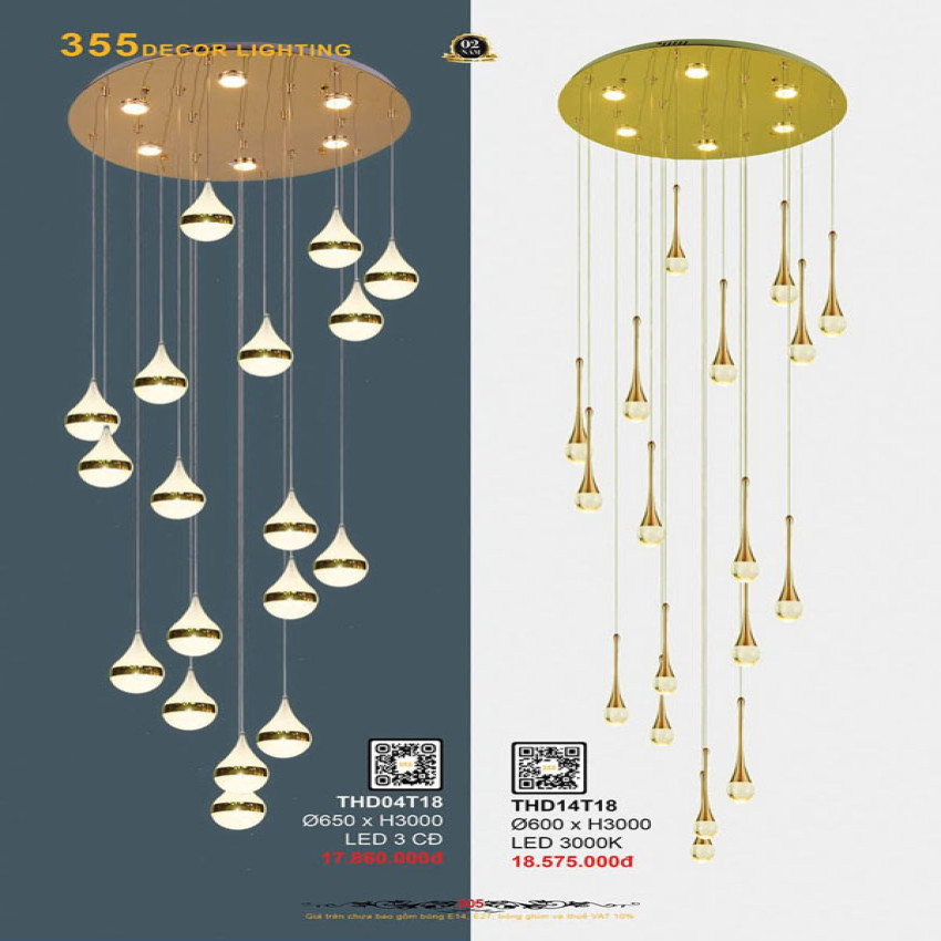 Đèn thả hiện đại 355 Decor THD04T18, THD14T18