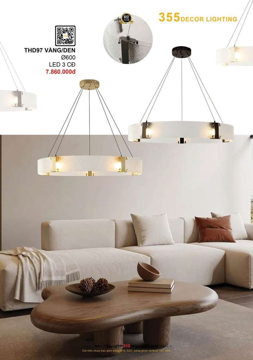 Đèn thả hiện đại 355 Decor THD97 VÀNG/ĐEN