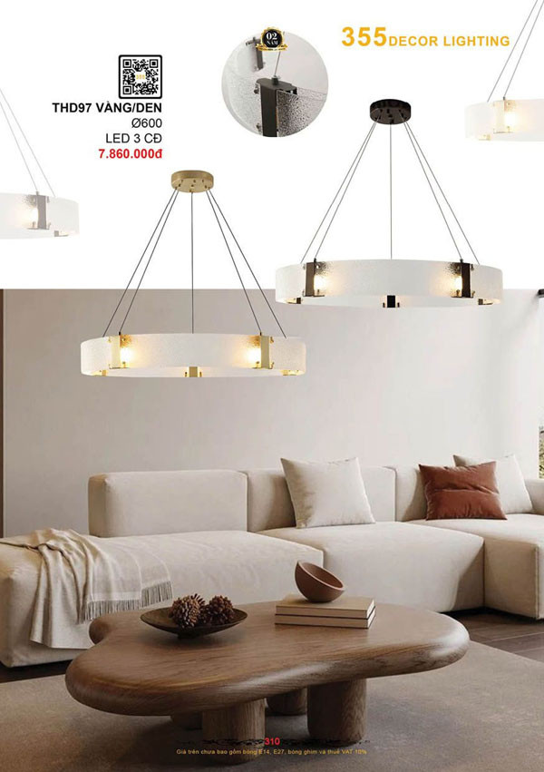 Đèn thả hiện đại 355 Decor THD97 VÀNG/ĐEN