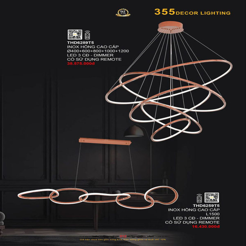 Đèn thả hiện đại 355 Decor THD6259T5, THD6289T5