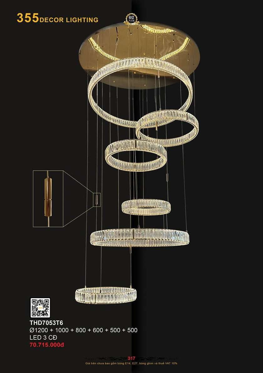 Đèn thả hiện đại 355 Decor THD7053T6