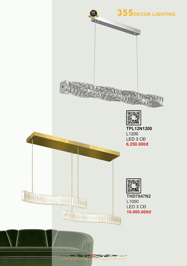 Đèn thả hiện đại 355 Decor TPL12N1200, THD7047N2