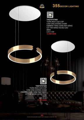 Đèn thả cảm ứng không chạm 355 Decor THD7070T400, THD7070T600