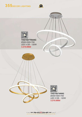 Đèn thả hiện đại 355 Decor THD7087TRANG, THD7087VANG