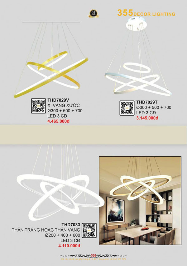 Đèn thả hiện đại 355 Decor THD7029T, THD7029V, THD7033