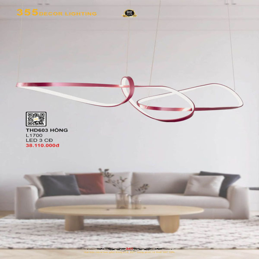 Đèn thả hiện đại 355 Decor THD603 HỒNG