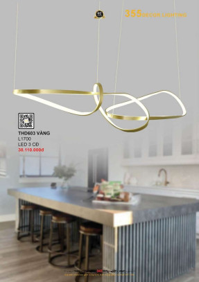 Đèn thả hiện đại 355 Decor THD603 VÀNG