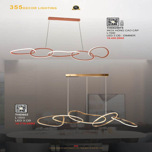 Đèn thả hiện đại 355 Decor THD602, THD6259T5