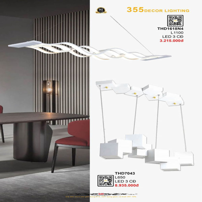 Đèn thả hiện đại 355 Decor THD1618N4, THD7043