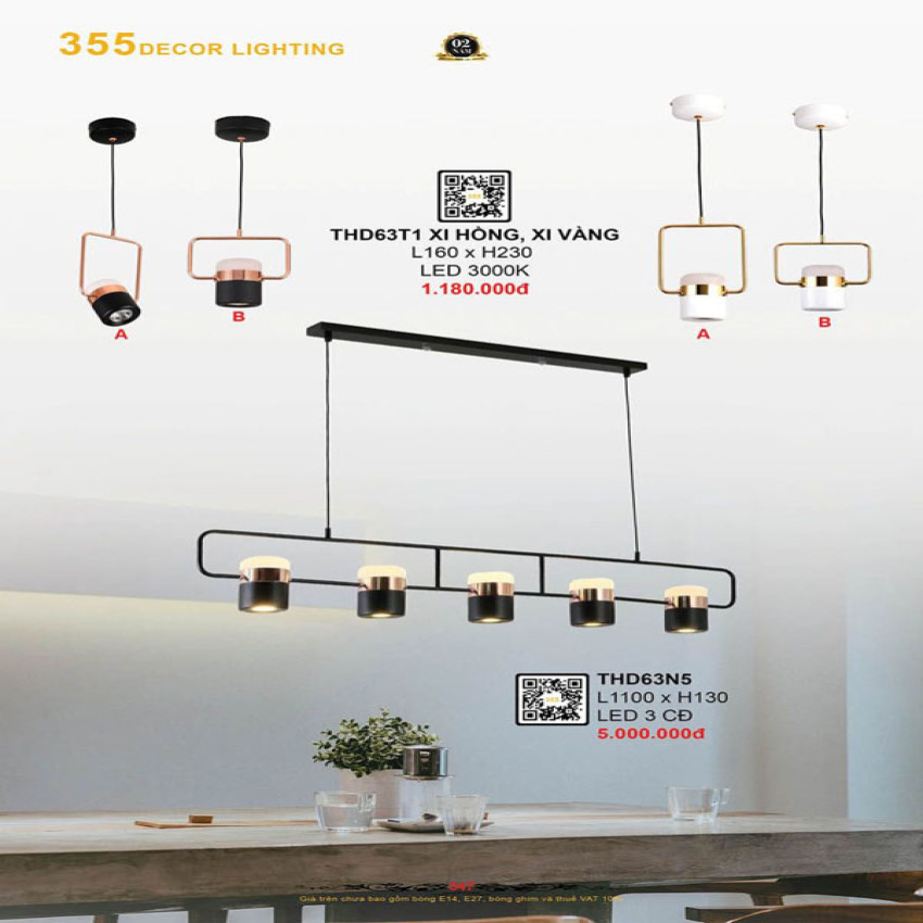 Đèn thả hiện đại 355 Decor THD63T1, THD63N5