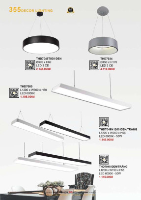 Đèn thả hiện đại 355 Decor THD7048, THD7049N1200, THD7049T500, THD7080, THD7034