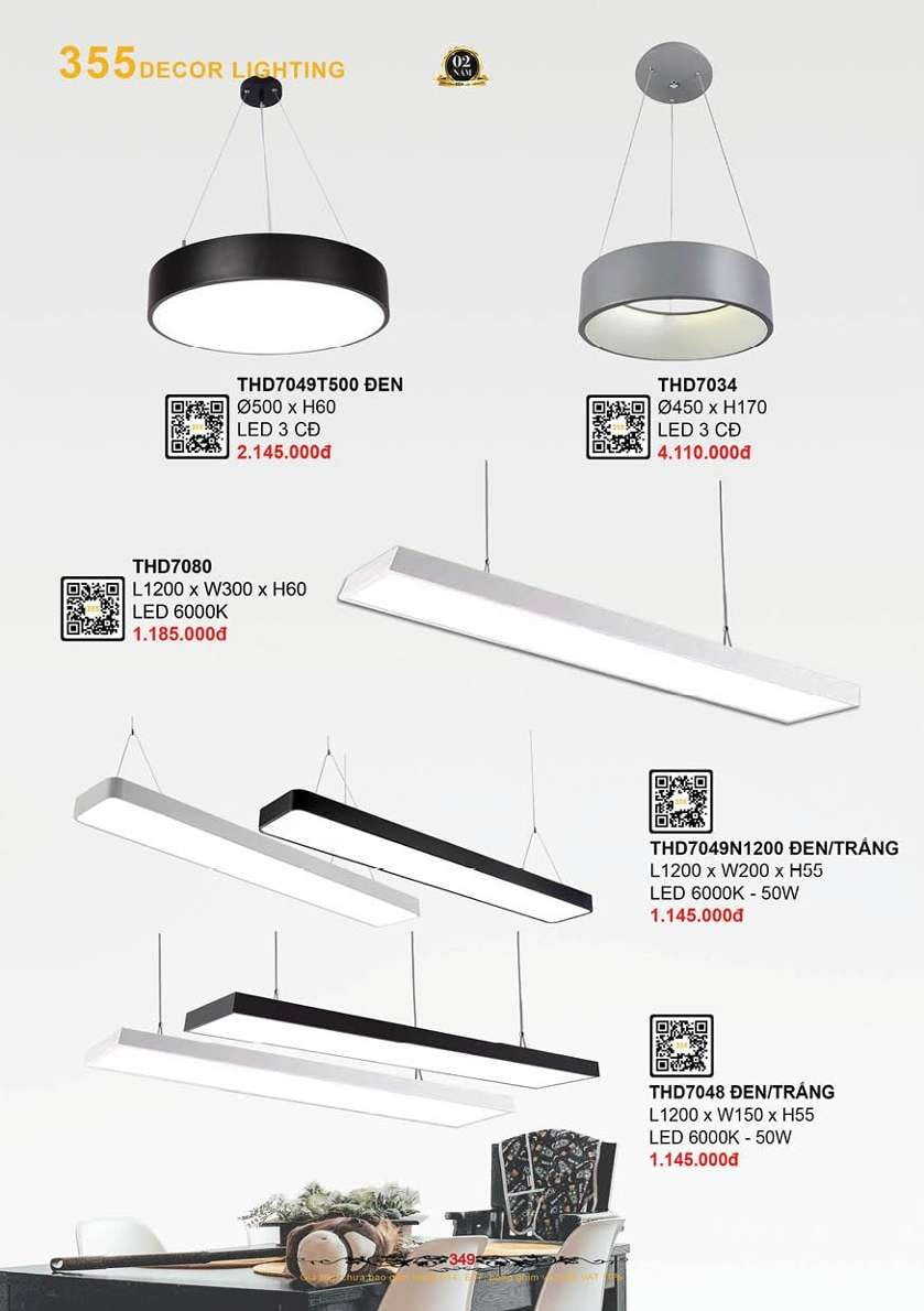 Đèn thả hiện đại 355 Decor THD7048, THD7049N1200, THD7049T500, THD7080, THD7034