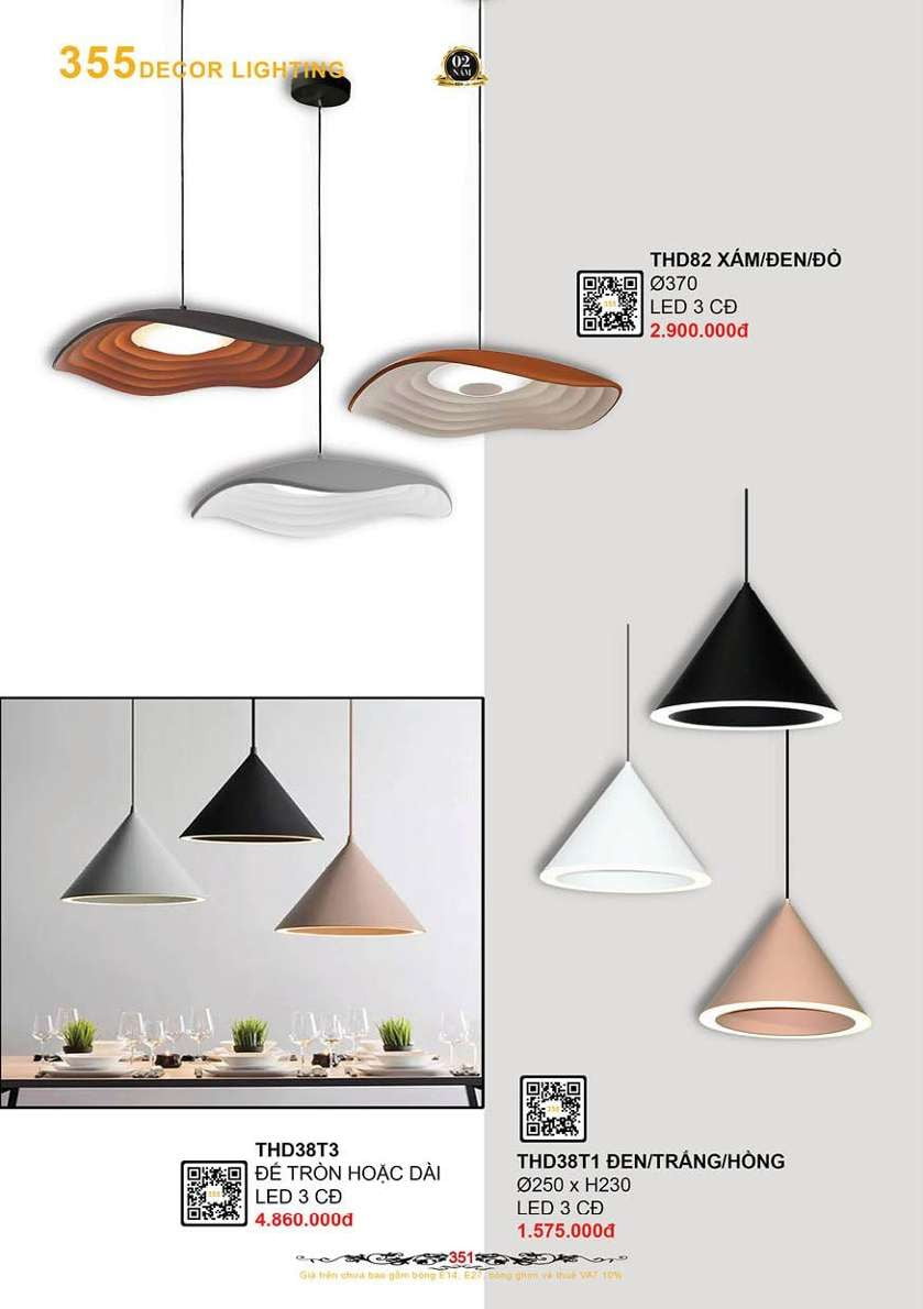 Đèn thả hiện đại 355 Decor THD38T1, THD38T3, THD82