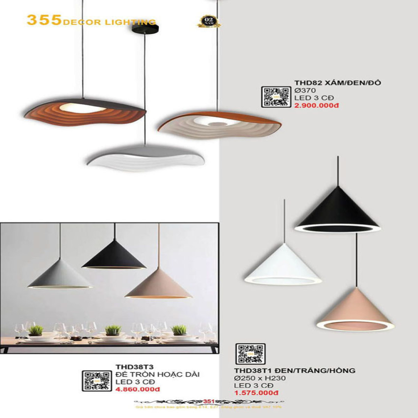 Đèn thả hiện đại 355 Decor THD38T1, THD38T3, THD82