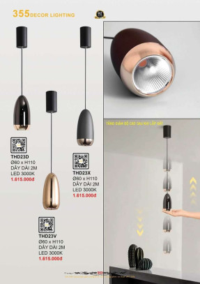 Đèn thả hiện đại 355 Decor THD23D, THD23V, THD23X