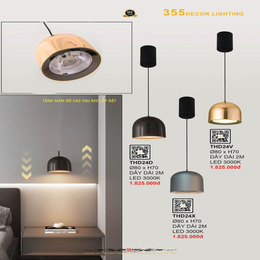 Đèn thả hiện đại 355 Decor THD24D, THD24X, THD24V