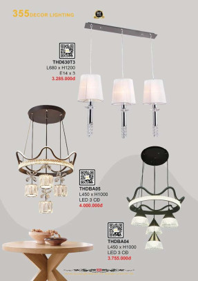 Đèn thả hiện đại 355 Decor THD630T3, THDBA04, THDBA04